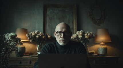 Empowered workplaces: integrating laptops into daily workflow. Feature story. Sophisticated workspace: man using advanced laptop. Everyday life. Candid shot.