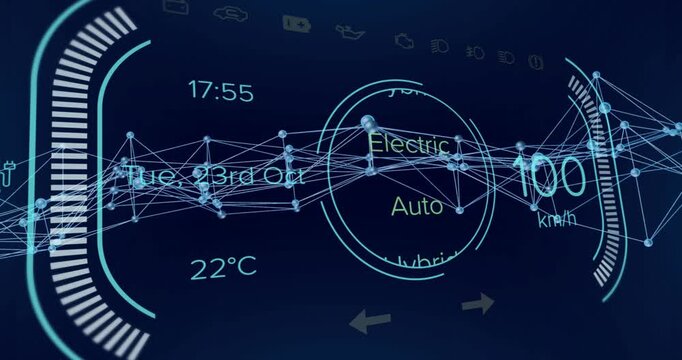 HUD updating as data pulse triggers mesh sweeping over mode dial, mode swapping, speed peaking