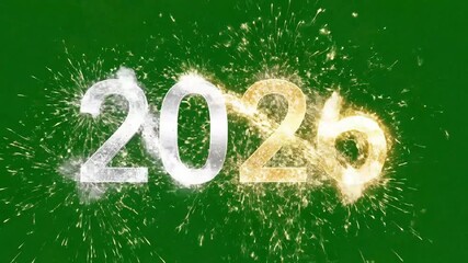 Happy New Year 2026 Sparkling Animation Reveal on Green Screen. - Powered by Adobe