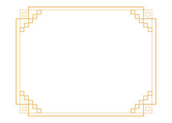 Gold asian Korean traditional frames, line borders with knot corners ornament. Decoration border, divider for banner, certificate.