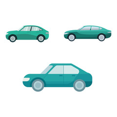 Fototapeta premium Green compact automobile side view clean and simple vector design