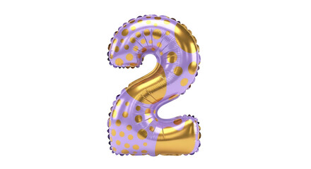 Set of foil balloon number isolated on a white background