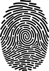 Fingerprint Icon Displaying Unique Identity and Security Measure for Authentication with Swirling Lines in Black and White Minimal Design