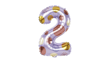Festive Number Two Balloon with Polka Dots for Birthday Celebration