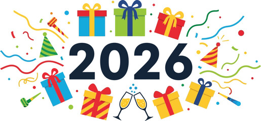 2026 new year celebration gifts confetti party champagne holiday festive