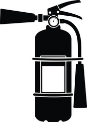 Fire Extinguisher Icon Indicating Emergency Equipment and Fire Suppression in Black and White Minimalist Style for Safety