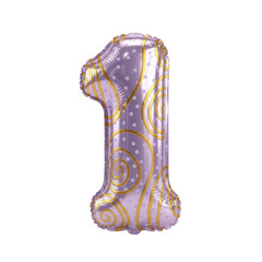 Elegant Number One Balloon with Swirls, Festive Celebration for Special Occasions, Birthday or Anniversary