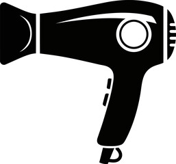 Black Silhouette Illustration of Hair Dryer for Styling on Transparent Background Isolated