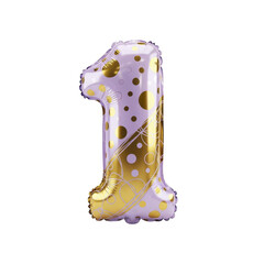 Elegant Number One Balloon with Gold Polka Dots for Celebrations