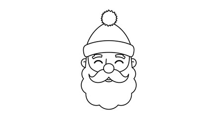 Santa Claus Face Outline for Coloring and Decoration.