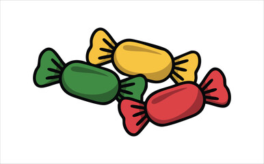 Colorful wrapped candy isolated vector illustration on white background