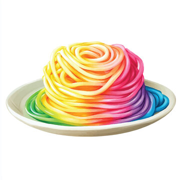 a cute Spaghett dyed in rainbow colors rolled neat