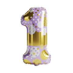 Festive Number One Balloon for Celebrations and Birthdays A Golden and Purple Delight