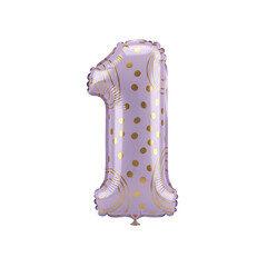 Pastel Purple Number One Balloon with Gold Dots Celebratory Decor