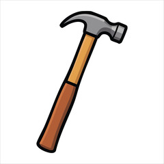 Metal hammer tool for construction and repair work isolated vector illustration on white background