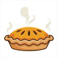 Fresh baked apple pie with cinnamon filling dessert isolated vector illustration on white background