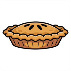 Fresh baked apple pie with cinnamon filling dessert isolated vector illustration on white background