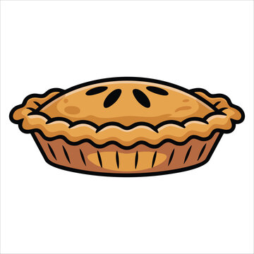 Fresh baked apple pie with cinnamon filling dessert isolated vector illustration on white background