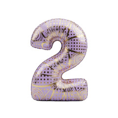 Elegant Lilac and Gold Foil Balloon Number 2 - Perfect for Anniversaries and Celebrations