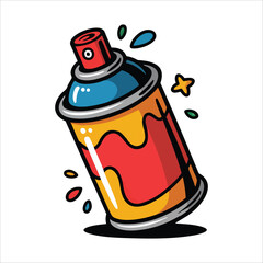 Aerosol spray paint can with nozzle for graffiti art isolated vector illustration on white background