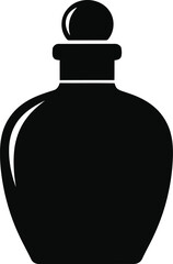 Silhouette Of Classic Perfume Bottle With Stopper Vector Illustration Isolated On Transparent Background For Decorative Design