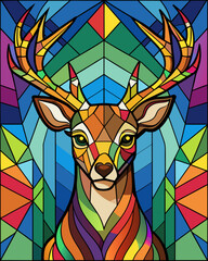 Deer real,Stained Glass Style , rainbow color