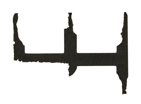 Cut-out shapes, strips of black paper with jagged, torn edges, isolated on a transparent background. A vintage, textured look with a handmade aesthetic. Perfect for designs, collages, retro-style comp