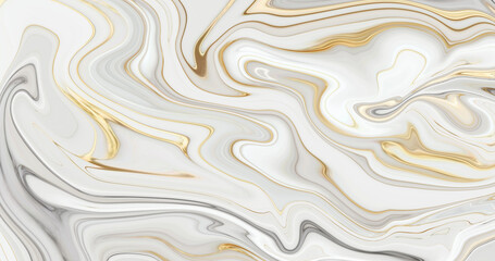 Obraz premium White and soft gold marble texture featuring smooth flowing lines and elegant organic movement, ideal for luxury branding, clean designs, and high-end visuals.