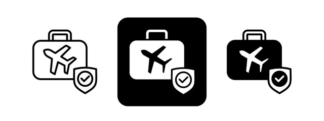 Travel  Solid color and black line drawing vector illustration set