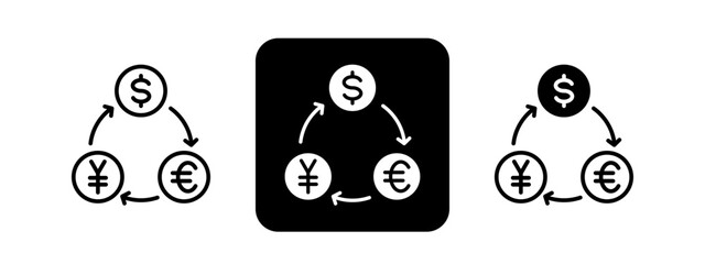 Obraz premium Currency Solid color and black line drawing vector illustration set