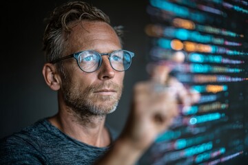 Futuristic tech: crafting innovative interfaces with holographic solutions. Ai collaboration. Visual revolution: crafting advanced interfaces with bold holographic designs. Data intelligence.