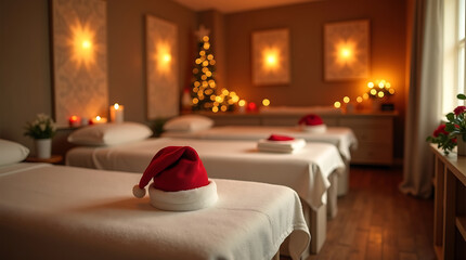 Christmas spa day relaxation massage therapy holiday season treatment room