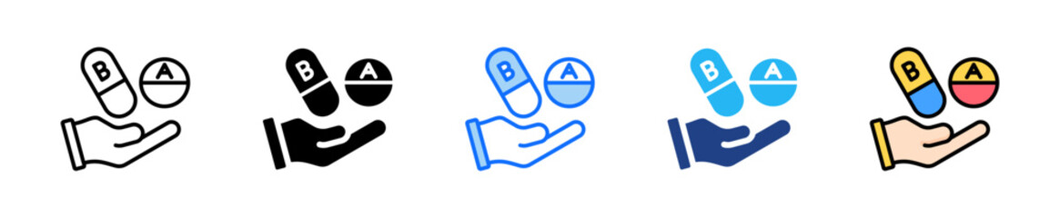 Placebo Vs Treatment Icon Set Multiple Style Collection