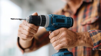 A man's hands, focused on adjusting a drill bit for a power drill, showcasing craftsmanship and attention to detail.