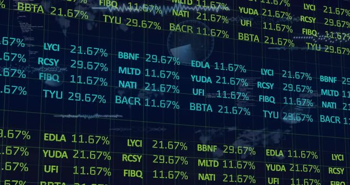 Ticker matrix updating and panning on refresh pulse, revealing cyan lime values for live data