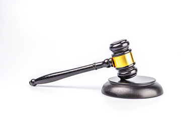 Two gavels against a light grey background, differentiated by material or color Even lighting with soft shadows Static composition, product photograph style