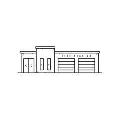 Line Art Fire Station Building Illustration