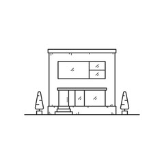 Line Art House Building Illustration