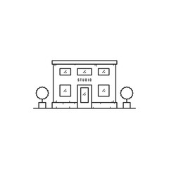 Line Art Studio Building Illustration