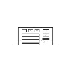 Line Art Warehouse Building Illustration