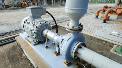 Centrifugal pump coupled with a 3-phase induction motor installed in an industrial factory,