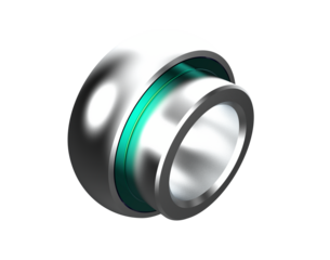 Self-Aligning Spherical Outer Bearing Insert: Essential Silver Metal Component for Automotive and Construction Equipment, High Quality Professional Isolated 3D Asset on Transparent Background.