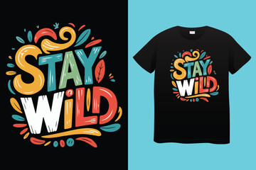 Roam far stay wild nature typography vector t shirt design with minimalist font for outdoor adventurers and nature-inspired graphic apparel prints