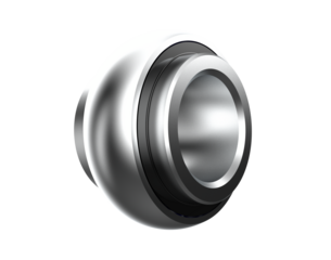 Self-Aligning Spherical Outer Bearing Insert: Essential Silver Metal Component for Automotive and Construction Equipment, High Quality Professional Isolated 3D Asset on Transparent Background.