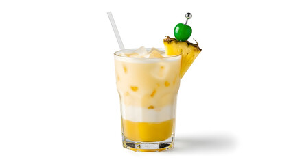 Virgin Pina Colada cocktail served with pineapple slice and cherry
