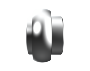 Self-Aligning Spherical Outer Bearing Insert: Essential Silver Metal Component for Automotive and Construction Equipment, High Quality Professional Isolated 3D Asset on Transparent Background.