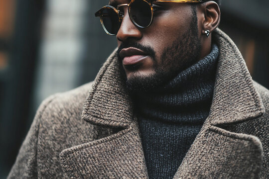 Generative AI portrait of fashionable person in urban street style outfit wearing in modern city environment