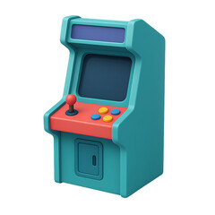 Classic Coin Operated Game Cabinet 3D icon Isolated on a Transparent Background