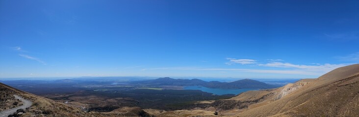 Naklejka premium Panorama view of the lake Taupo from Tongariro 