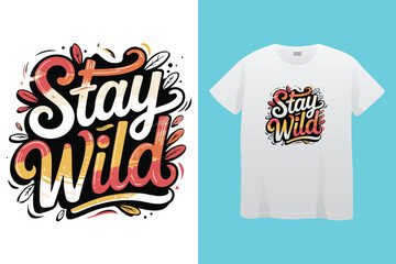 Obraz premium Roam far stay wild nature typography vector t shirt design with minimalist font for outdoor adventurers and nature-inspired graphic apparel prints